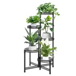 Produktbild: JC-Houser 5-Tier Pflanzenständer Metall Blumenständer, Faltbar Blumenregal Pflanzenregal, Blumentreppe Pflanzentreppe Plant Stand für Ecke Veranda Garten Balkon Wohnzimmer (5-Etagen Hohle Paletten)