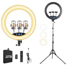 Produktbild: JCOTTON 19 Zoll Ringlicht mit Stativ Handy Selfie Licht Ringleuchte Ring Light Dimmbare Lichtring Ringlampe Videoaufnahmen, Selfie, Live-Stream, Makeup/Fotografie Kompatibel mit Smartphone (19P)