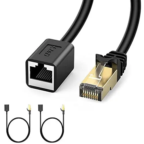 Produktbild: J&D Ethernet Verlängerungskabel 2er Pack, Cat 6 Extender Adapter Unterstützt Cat6/5e/5 Standards, Geschirmte RJ45 Kabel Stecker auf Buchse, 2,7 M