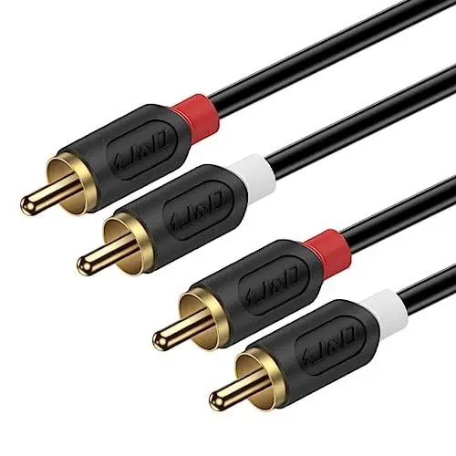 Produktbild: J&D 1.8 m Cinch Kabel, Stereo Audio Kabel 2 x 2 Cinch für HiFi-Anlage, HiFi-Receiver, Heimkino, Blu-Ray Player