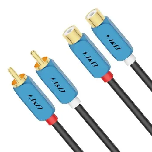 Produktbild: J&D 2 RCA Verlängerungskabel, Vergoldet 2 RCA Stecker auf Buchse Stereo-Audio-Verlängerungskabel mit Robustem Aluminiumlegierungsgehäuse, 4.5 M
