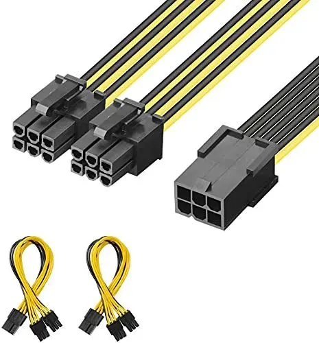 Produktbild: J&D 2er Pack 6 Pin Weiblich auf Dual 6 Pin Männlich PCI Express (PCIe) Grafikkarte PCI Express Splitter Kabel - 20cm