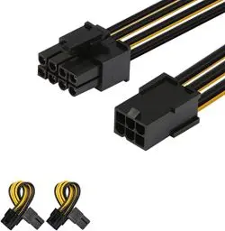 Produktbild: J&D 2er Pack 6 Pin auf 8 Pin PCI Express (PCIe) Grafikkarte Stromkabel Adapter - 10cm