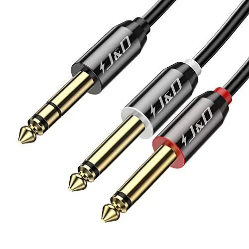 Produktbild: J&D 6.35mm Mono Audio Kabel, Gold-Plated 2 x 6.35mm (1/4 Zoll) TS Mono Audio Kabel mit Zink Alloy Gehäuse und Nylon Braid für Laptop, Heimkino Geräte, Verstärker und die meisten Telefon, 0.9m