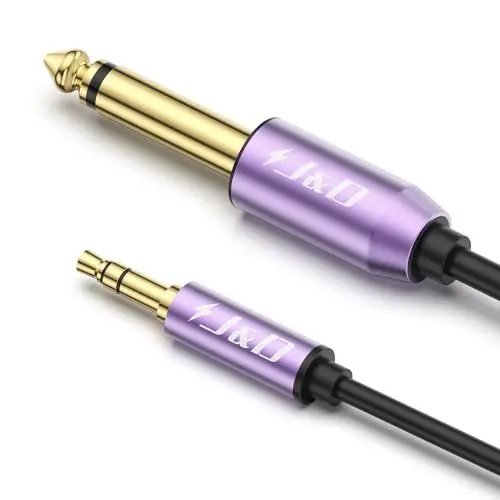 Produktbild: J&D 6,35mm TS auf 3,5mm TRS Kabel, Hochwertiges Vergoldetes Lila 1/4 Zoll Stecker auf 1/8 Zoll Stecker Mono Interconnect Stereo Aux Klinkenadapter Kabel, 1 Meter