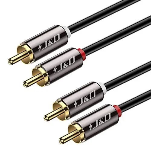 Produktbild: J&D Cinch Audio Kabel, 2×2 RCA-Stecker, Vergoldete Metallstecker Cinch Männlich zu Männlich Stereo Audio kabel für Heimkino Stereoanlage Verstärker HiFi-Receiver Blu-Ray Player, 1.8 m