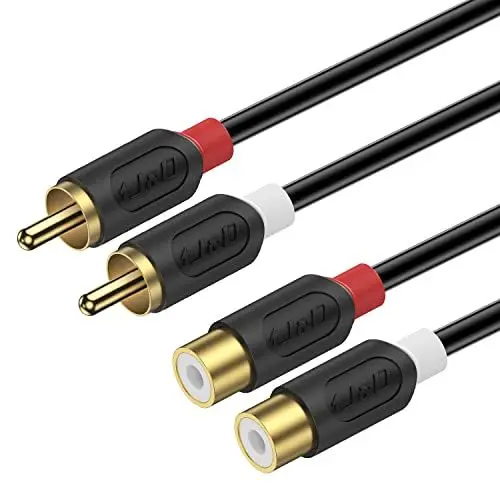 Produktbild: J&D Cinch Verlängerung Kabel, Gold-Plated Audiowave-Serie 2 RCA Männlich zu Weiblich Stereo Audio Verlängerung kabel für Subwoofer,Verstärker,HiFi und Heimkino, 2,7 Meter