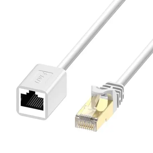 Produktbild: J&D Ethernet-Verlängerungskabel (1-Pack), RJ45-Kabel Geschirmt Männlich zu Weiblich Cat 6 Ethernet-Verlängerungskabel-Adapter Unterstützt Cat6 / Cat5e / Cat5 Standards, 2,7 Meter, Weiß