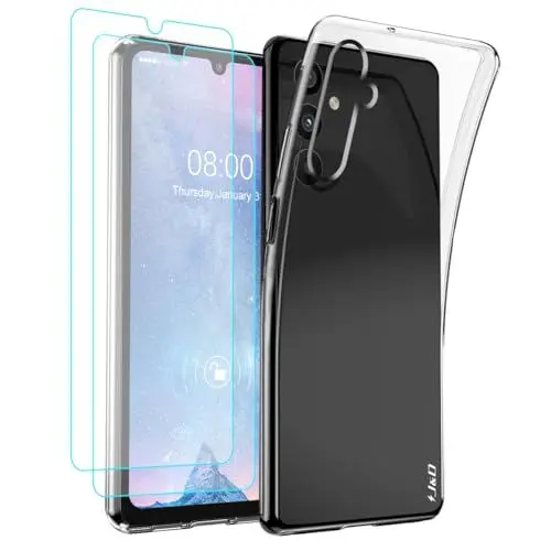 Produktbild: J&D Kompatibel für Samsung Galaxy A05s Hülle, Kristallklar Anti-Gelb Schutzhülle mit (2er Pack) Displayschutzfolie, Anti-Schock TPU Bumper Case for Galaxy A05s, Nicht für Galaxy A05, Transparent
