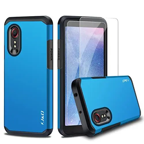 Produktbild: J&D Kompatibel für Samsung Galaxy Xcover 5 Hülle, Heavy Duty Hybrid Robustes Stoßfest Schutzhülle mit 2 Stücke Glas-Displayschutzfolie für Galaxy Xcover 5, Blau