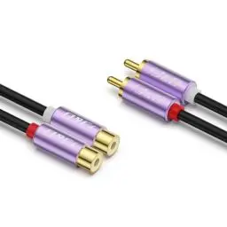 Produktbild: J&D RCA-Kabel, Vergoldet 2 RCA Männlich/Weiblich Stereo-Audio-Verlängerungskabel, Violett Aluminiumlegierungs-Gehäuse für Mischpult Verstärker Lautsprecher, 2.7 M