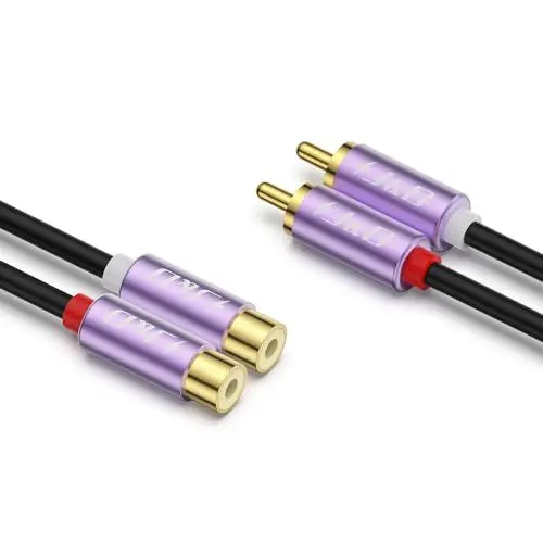 Produktbild: J&D RCA-Kabel, Vergoldet 2 RCA Männlich/Weiblich Stereo-Audio-Verlängerungskabel, Violett Aluminiumlegierungs-Gehäuse für Mischpult Verstärker Lautsprecher, 2.7 M