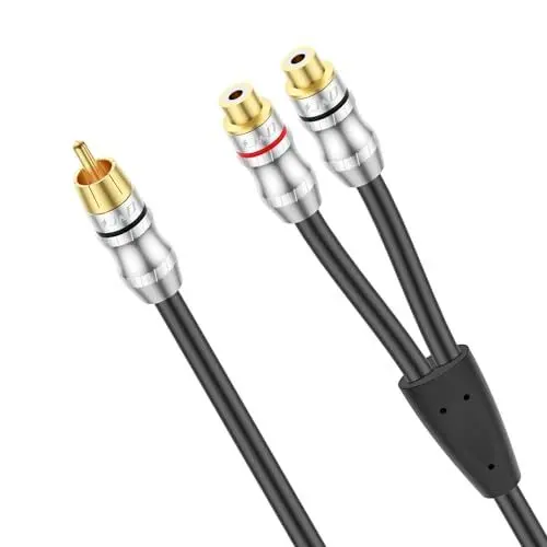 Produktbild: J&D RCA Y-Splitter Kabel, 1 Stecker auf 2 Buchsen Kurzes Verlängerungskabel, Vergoldeter Adapter Digitales Stereokabel, 0,3 Meter