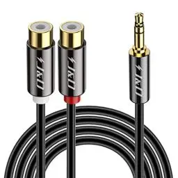 Produktbild: J&D Stereo Audio Cinch zu Klinken Adapter Goldbeschichtet 3,5mm Klinke auf 2 RCA Cinch Buchse Stereo Audio Adapter kabel Verlängerungskabel, 0.9m