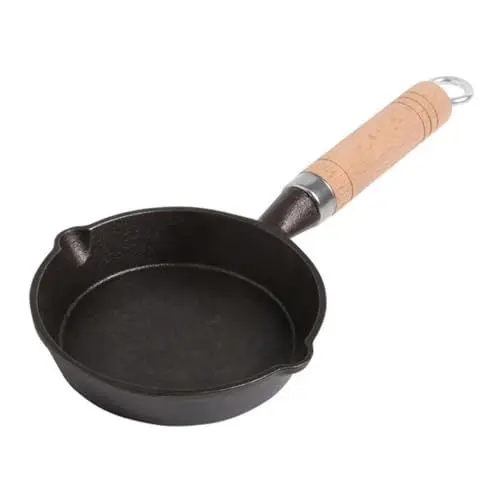 Produktbild: JDEFARF Kleine Antihaftbeschichtete Bratpfanne, Eierpfanne aus Gusseisen mit Holzgriff, Mini-Eierpfanne, Kochgeschirr für das Frühstück in der Küche