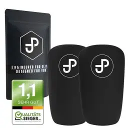 Produktbild: JDP Premium Schienbeinschoner, Individuell anpassbare Schienbeinschoner Fußball Herren, Mini Schienbeinschoner 15x10cm, kleine Schienbeinschoner Kinder, Fussball Schienbeinschoner Damen schwarz