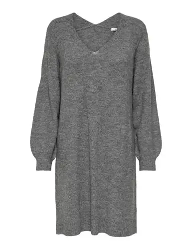 Produktbild: JDY Damen Jdyelanora L/S V-neck Dress Knt Noos, Dark Grey Melange, L