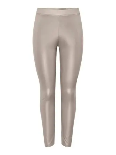 Produktbild: JDY Damen Leder Optik PU Leggings Stretch Biker Look Hose Coated Skinny Pants Wet Look Design JDYSTINE, Farben:Hellgrau, Größe:M