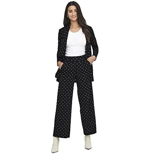 Produktbild: JdY Damen JDYGEGGO New Long Pant JRS NOOS Bundfaltenhose, Black/AOP:Cd dots, 28