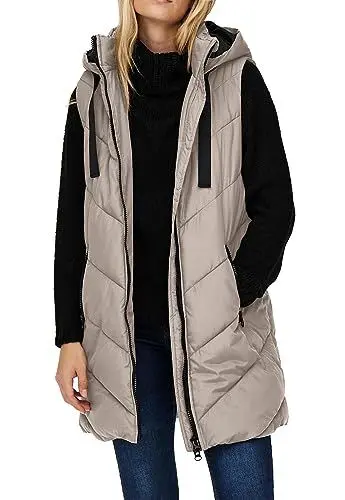 Produktbild: JdY Skylar Quilted Hood Waistcoat OTW Noos Ladies Vest, Chateau Gray/Detail: Black