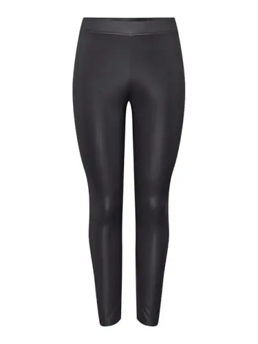 Produktbild: JdY Damen Leder Optik PU Leggings Stretch Biker Look Hose Coated Skinny Pants Wet Look Design JDYSTINE, Farben:Grau-2, Größe:S