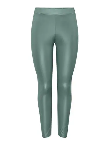 Produktbild: JdY Damen Leder Optik PU Leggings Stretch Biker Look Hose Coated Skinny Pants Wet Look Design JDYSTINE, Farben:Grün-3, Größe:S