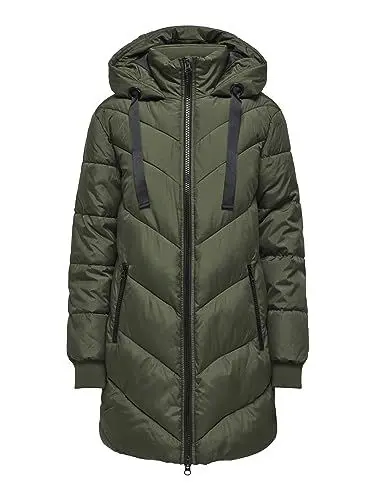 Produktbild: JdY Jacqueline de Young Damen Stepp-Jacke - JdySkylar Kordelzug - Kapuze lang, Farbe:Grün, Größe:S