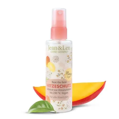 Produktbild: Jean & Len Beat The Heat Hitzeschutzspray, mit Mango Duft, leichte Konsistenz, schützt das Haar vor Hitzeschäden bis 230°C, Heat Protection Spray, ohne Parabene & Silikone, vegan, 100 ml