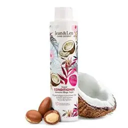 Produktbild: Jean & Len Conditioner Repair Kokos & Macadamia, für geschädigtes und kraftloses Haar, repariert Haarschäden, verleiht Geschmeidigkeit, Kokos-Duft, ohne Parabene & Silikone, vegan 300 ml
