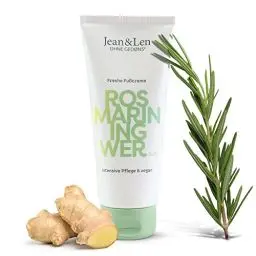 Produktbild: Jean & Len Freshe Fußcreme Rosmarin & Ingwer, pflegt intensiv und verleiht geschmeidige Haut, für trockene Füße, würziger Rosemary & Ginger Duft, Foot Cream, ohne Parabene & Silikone, vegan, 100 ml