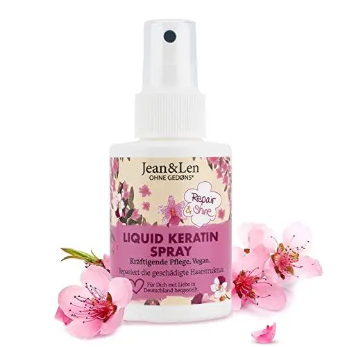 Produktbild: Jean & Len Liquid Keratin Spray, mit Phyto-Keratin Bausteinen & Proteinen, pflegt geschädigtes Haar, duftet nach Sandalwood und Silk, ohne Parabene und Silikone, vegan, 100 ml (1er Pack)