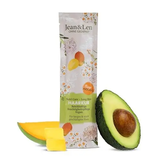 Produktbild: Jean & Len Nutri Care - Long Hair Haarkur Mango & Avocado, reduziert Haarbruch, pflegt langes & stark geschädigtes Haar intensiv, Haarkur ohne Silikone & Parabene, vegan, 20 ml