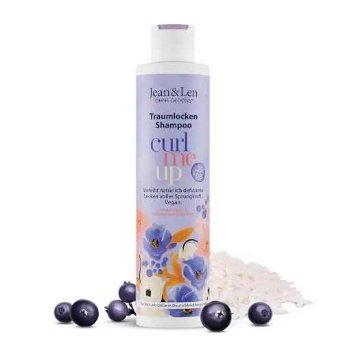 Produktbild: Jean & Len Traumlocken Shampoo Reiswasser & Açaibeere, für lockiges & welliges Haar, verleiht Sprungkraft & Volumen, fruchtiger Beeren-Duft, Haarshampoo, ohne Parabene & Silikone, vegan, 300 ml