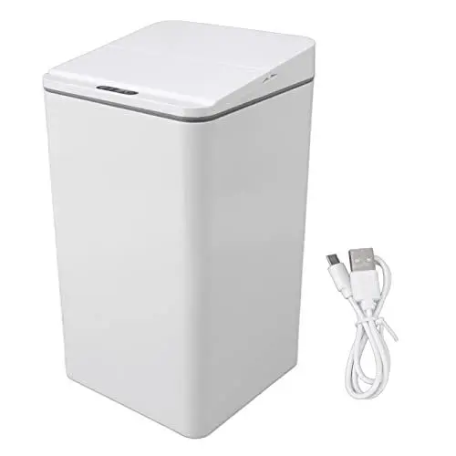 Produktbild: Jeanoko Auto-Open-Mülleimer, Desktop-Sensor-Mülleimer, USB-Aufladung, Faltbarer Deckel, 9 L, Intelligenter Induktions-Mülleimer für Schlafzimmer, Badezimmer, Büro (Grau)