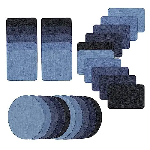 Produktbild: Jeans Flicken zum Aufbügeln, 30 Stück Denim Repair Patches Aufbügelflicken Blau Jeans Reparatursatz Dekorationsset Bügelflicken aus Baumwolle Innen und Außen Patch
