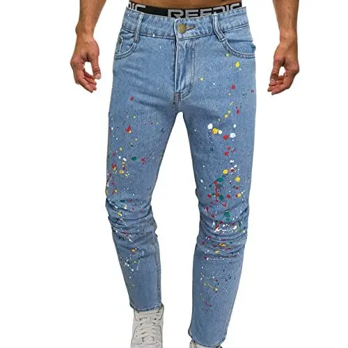 Produktbild: Jeans Herren Denim Hose Jeanshose Herren Herren Jeans Slim Fit Gerade Beine Stretch Mit Taschen Einfarbig Herren Hose Stylische