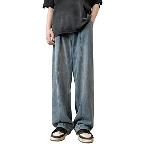 Produktbild: Jeans Herren Denim Hose Jeanshose Herren Jeans Herren Baggy Geradem Bein Stretch Mit Taschen Einfarbig Hosen Herren Stylische