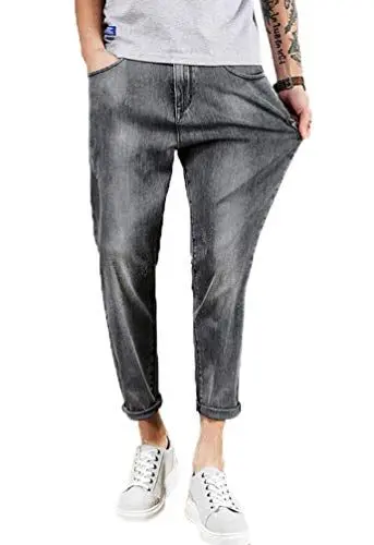 Produktbild: Jeans Herren Trendigen Tapered Denim Hose Freizeithose Karottenhose Unique Mode Jungen Freizeit Jeanshose (Grau,31)