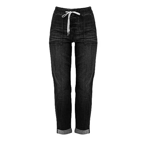 Produktbild: Jeans Leggings Damen Frühling und Jeans Damen lose Harun Hosen lose Taille lässige gerade Hosen Jeggings Damen High Waist Low Waist Jeans Damen (Black, XXXL)