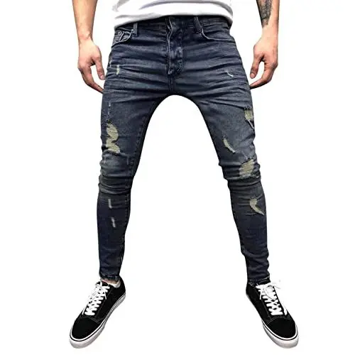 Produktbild: Jeans Modische Jeans Gerade Herren-Röhre Locker Sitzend Weites Bein Trendige Sport- Und Freizeit-Arbeitshose Arbeitshosen MäNner Slim Fit Schwarze Jeans MäNner Sommer Jeans Herren