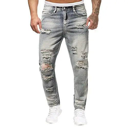 Produktbild: Jeans Modische Jeans Gerade Herren-Röhre Locker Sitzend Weites Bein Trendige Sport- Und Freizeit-Arbeitshose Biker Jeans Herren Jeanshose Herren Stretch 5XL Shorts Jeans Herren