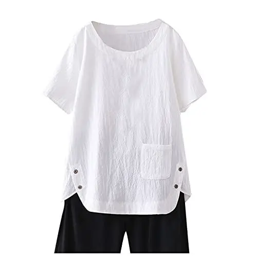 Produktbild: Jeansbluse Damen Kurzarm satinblusen für Damen Elegante blusen schwarz blusenkleid Long Boho Bluse Damen beige Trachten Spitzenbluse Damen weiß bunt Shirt Baumwolle