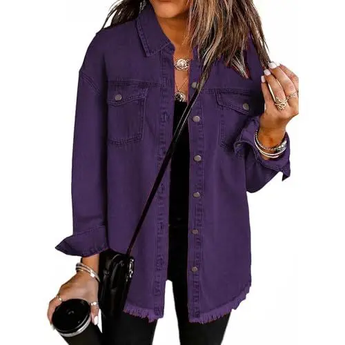 Produktbild: Jeansjacke Kurzarm Oversize Damen Lederjacke Wildlederjacke Wosawe Motorradjacke Jacke Frühling Fahrrad Für Teddy Racer Boho Winterjacke S Collegejacke Outfit Dünne Strickjacke Sommer Oversized