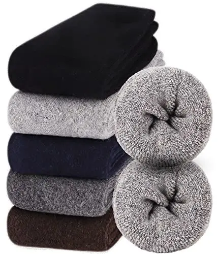 Produktbild: Jeasona Thermosocken Herren 43-46 Warm Wintersocken Herren 43-46 Warm Thermo Dicke Socken Herren Wollsocken Herren Schwarz Grau Socken Herren 43-46 Winter Wintersocken Männer Wärme (Mehrfarbig-8575A)