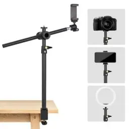 Produktbild: JEBUTU OS01 Tischstativ Overhead Stativ Handy, 32.5-55cm Einstellbar Kamera Halterung für Klein Kamera, klemmstativ mit Flexible Arm & 1/4