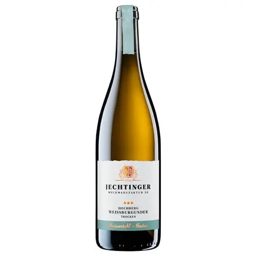 Produktbild: Jechtinger Weißer Burgunder BESTE LAGE Hochberg QbA trocken – Gault & Millau 2025 Auszeichnung – Weißwein trocken, eleganter Körper & kräftige Struktur – Anbaugebiet Kaiserstuhl (1 x 0,75 l)
