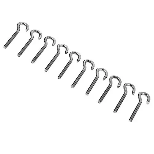Produktbild: JECOMPRIS 1 Satz 10 Stück Schafaugen Ringhaken Edelstahl Schraubhaken Deckenhaken Ring Ösenschrauben Haken Bolzenhaken Hochleistungs Schraubhaken Hochleistungs Schraubösen Haken