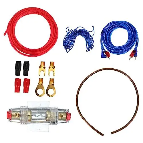 Produktbild: JECOMPRIS 8 Gauge Verstärker-verkabelungssatz Für Auto-audiokabel Stromkabel Geräuschabschirmung Kunststoffstecker Sauerstoffkupfer Flexibles Pvc Vollständiges Installationsset