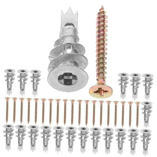 Produktbild: JECOMPRIS Trockenbauanker-set 20 Sätze Selbstbohrende Trockenbauschrauben Trockenbauanker Hohltüranker Wandschrauben-set Spiraldesign Betonwandanker