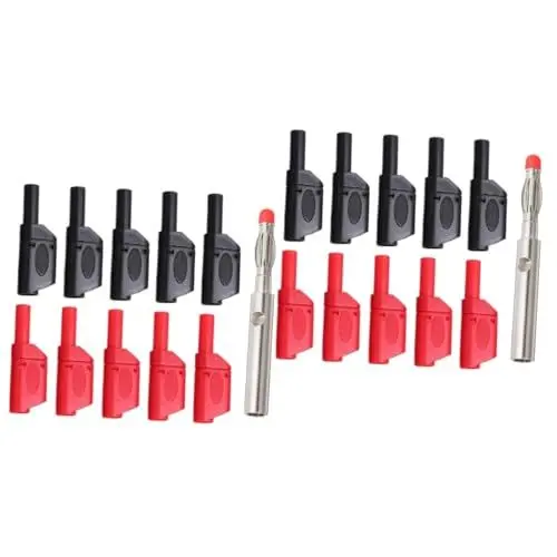 Produktbild: JECOMPRIS 20 Stück Bananenstecker Isolierter Bananenstecker Vernickelter Lautsprecherstecker Bananenstecker Buchse Männlich Stapelbarer Stecker Drahtspleißverbinder